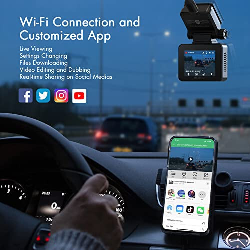 4K Dash Cam Built-in Wi-Fi UHD2160P Discreet Car Dashboard Camera Recorder with 24-Hour Parking Monitor, Super Night Vision, Loop Recording, 170° Wide Angle, Support APP - 3