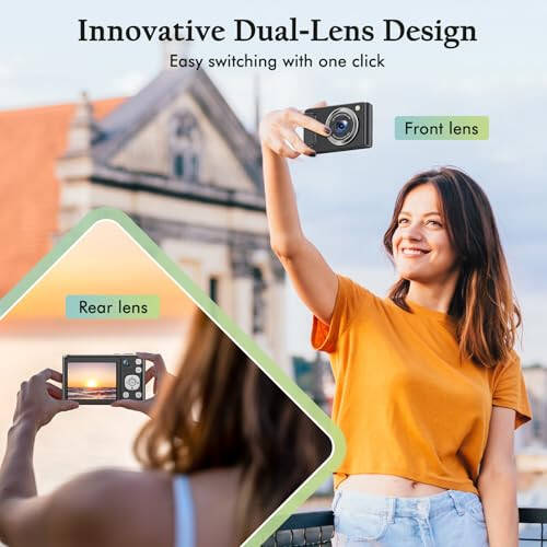 4K Digital Camera, 48MP Autofocus Vlogging Camera with Dual Camera, Flash, Anti-Shake, 16X Digital Zoom Point and Shoot Camera for Teens Boys Girls - 2