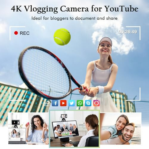 4K Digital Camera, 48MP Autofocus Vlogging Camera with Dual Camera, Flash, Anti-Shake, 16X Digital Zoom Point and Shoot Camera for Teens Boys Girls - 6