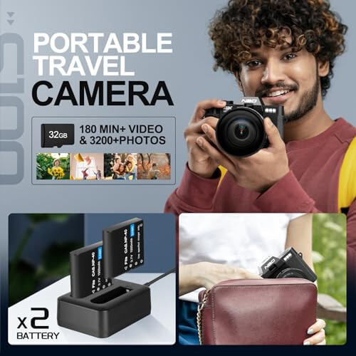 4k Digital Cameras for Photography, Video/Vlogging Camera for YouTube with WiFi & App Control, Travel Camera with 32GB TF Card & 2 Batteries, Compact Camera, Great Gift Choice(S100) - 6