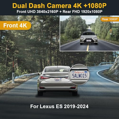 4K Dual Dash Cam for Lexus ES 2019-2024 & CPL-3345 - 3