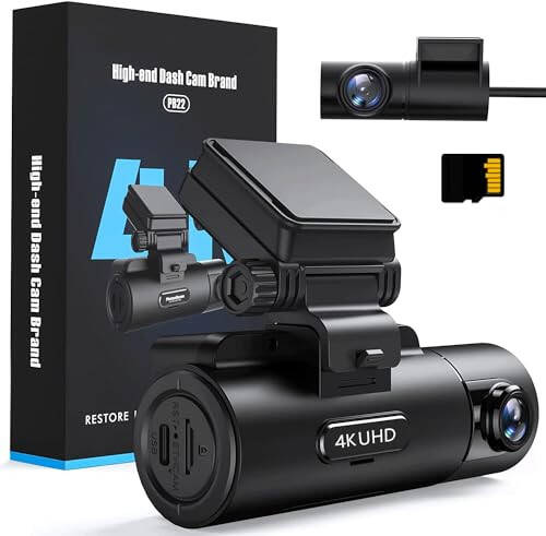 4K Oldin va Orqa 2K Dash Cam, Avtomobillar Uchun Full HD Dash Kamera, Bepul 32GB SD Karta, 2.2” IPS Ekran, Tungi Ko'rish, 170° Keng Burchak, Tsiklik Yozuv, 24 Soatlik To'xtash Rejimi - 1