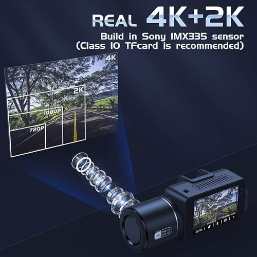 4K Oldin va Orqa 2K Dash Cam, Avtomobillar Uchun Full HD Dash Kamera, Bepul 32GB SD Karta, 2.2” IPS Ekran, Tungi Ko'rish, 170° Keng Burchak, Tsiklik Yozuv, 24 Soatlik To'xtash Rejimi - 3