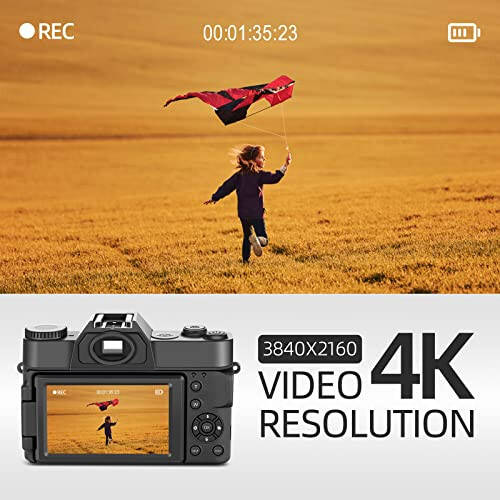 4K Vlogging Dijital Kamera, 180° Döndürülebilir Ekran, WiFi, Pembe Renk, Makro ve Geniş Açı Lens, Uygulama Kontrolü, Harici Mikrofonlar, 16X Zoom, 32GB TF Kart - Fotoğrafçılık, Vlogging, YouTube için Kamera - 3