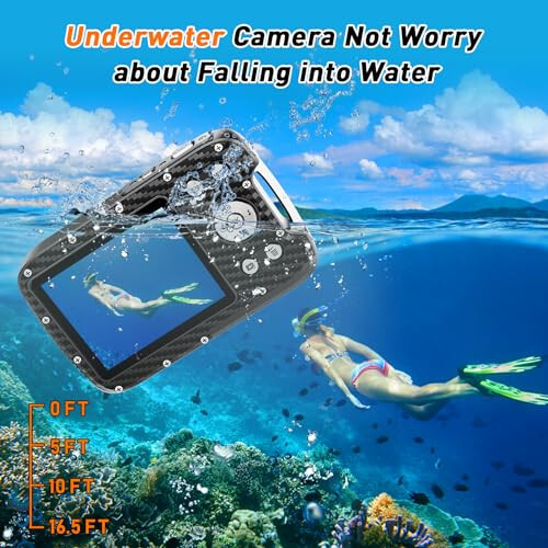 4K Waterproof Digital Camera with 32GB Card Underwater Digital Camera for Kids Point and Shoot Camera Portable Camera for Teens Students Boys Girls - 4