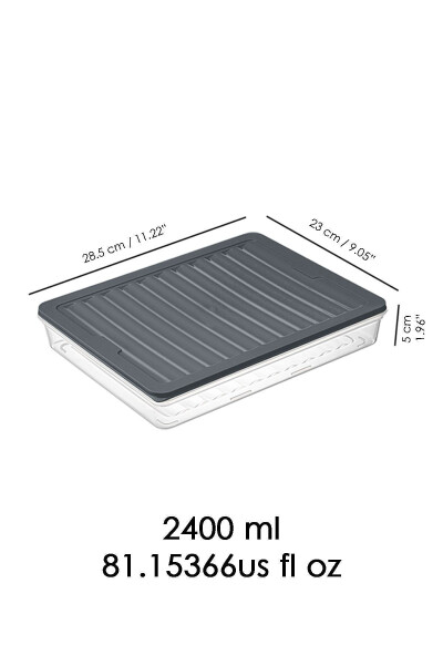 4'lü Buzdolabı Organizer Mikrodalga Ve Dondurucuya Uygun Saklama Kabı Antrasit 4 X 2400 ml - 6