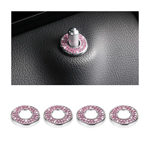 4PCS Bling Inner Car Door Lock Cover Stickers, Rhinestones Pull Rod Bolt Decorations, Crystal Auto Decals for Women Girls, Sparkly Car Door Lock Pin Caps for C Class C200L GLC260 C260L - 1