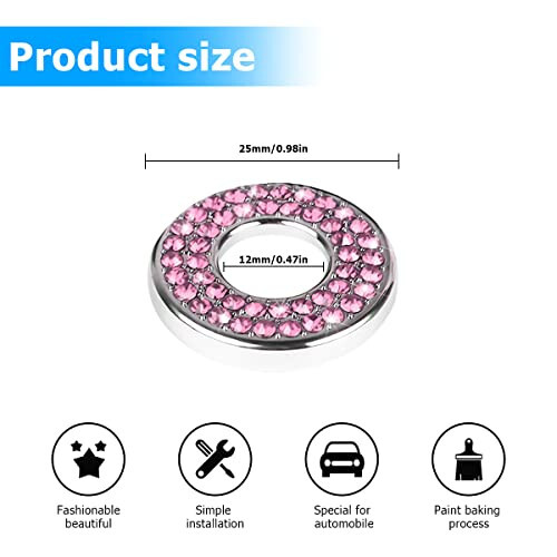 4PCS Bling Inner Car Door Lock Cover Stickers, Rhinestones Pull Rod Bolt Decorations, Crystal Auto Decals for Women Girls, Sparkly Car Door Lock Pin Caps for C Class C200L GLC260 C260L - 2