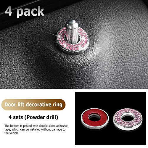 4PCS Bling Inner Car Door Lock Cover Stickers, Rhinestones Pull Rod Bolt Decorations, Crystal Auto Decals for Women Girls, Sparkly Car Door Lock Pin Caps for C Class C200L GLC260 C260L - 6