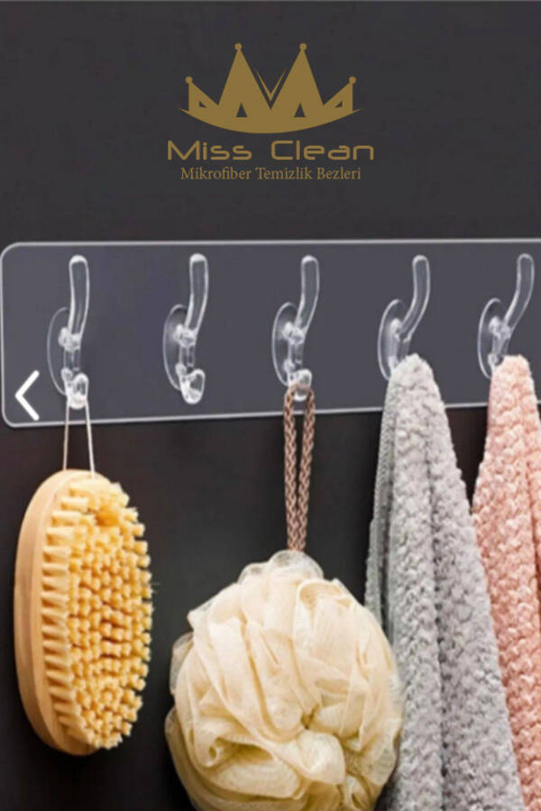 5 Pack Adhesive Transparent Wall Hanger Bathroom Kitchen Organizer Hanger Practical Hook Hanger - 1