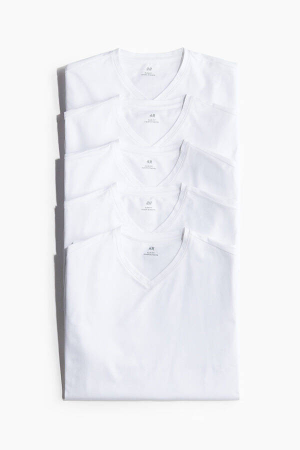 5 Pack Slim Fit V-Neck T-Shirt - 1