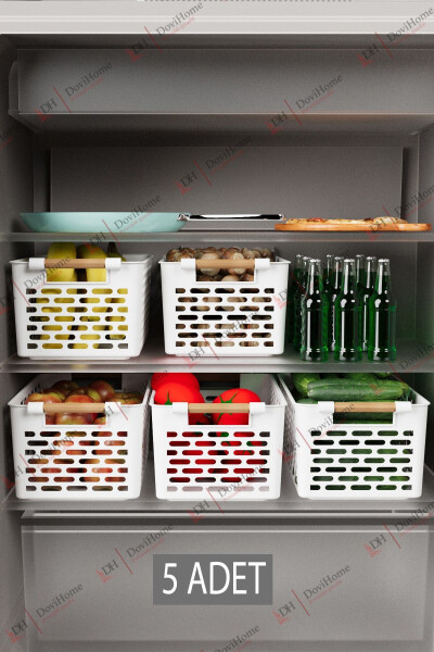 5 PCS Multipurpose Handle Organizer Basket - Cabinet and Refrigerator Organizer Basket - WHITE - 1