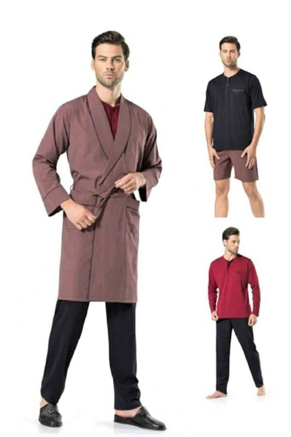 5 Piece Cotton Robe Groom Pajama Set 5560 - 4