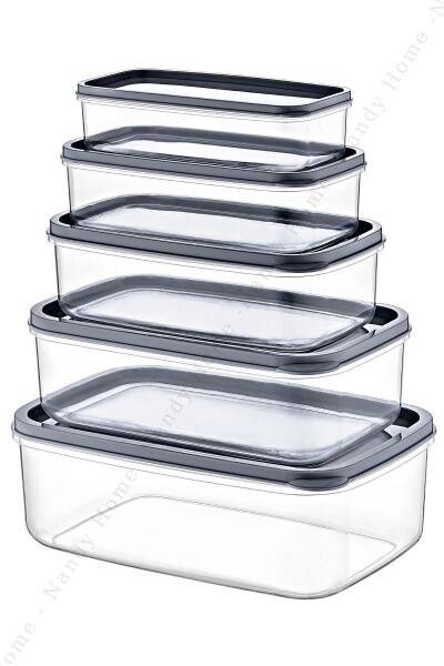 5 Piece Set Embox Rectangular Food, Food Storage Container Anthracite - 2