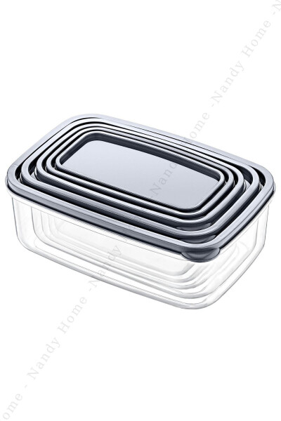 5 Piece Set Embox Rectangular Food, Food Storage Container Anthracite - 3