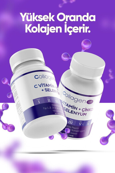 5 Tip Kolajen Tip 1, Tip 2, Tip 3, Tip 5, Tip 10, (Selenyum, C Vitamini ve Çinko) 90 Tablet - 8