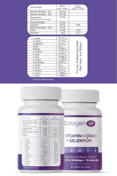 5 Type Collagen Type 1, Type 2, Type 3, Type 5, Type 10, (Selenium, Vitamin C and Zinc) 90 Tablets - 10