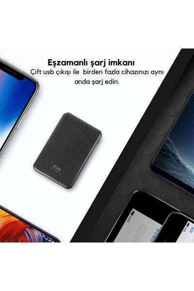 5000 mAh güç bankası, çift USB çıkışlı, Type-C ve Micro-USB girişli, taşınabilir güç kaynağı. - 5