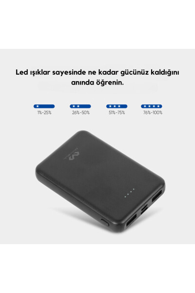 5000 mAh power bank, dual USB output, Type-C and Micro-USB input, portable power source. - 6