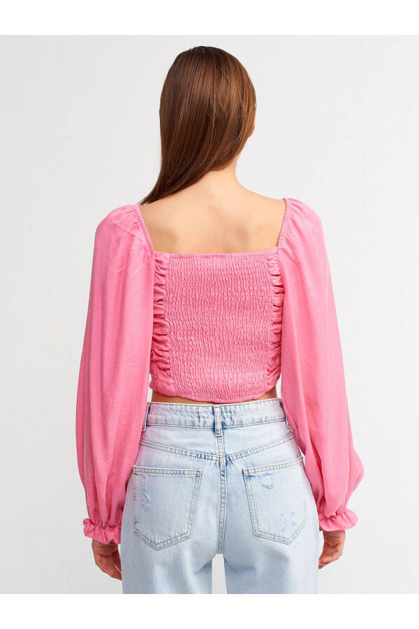 50131 Balloon Sleeve Crop Top - Fuchsia - 12