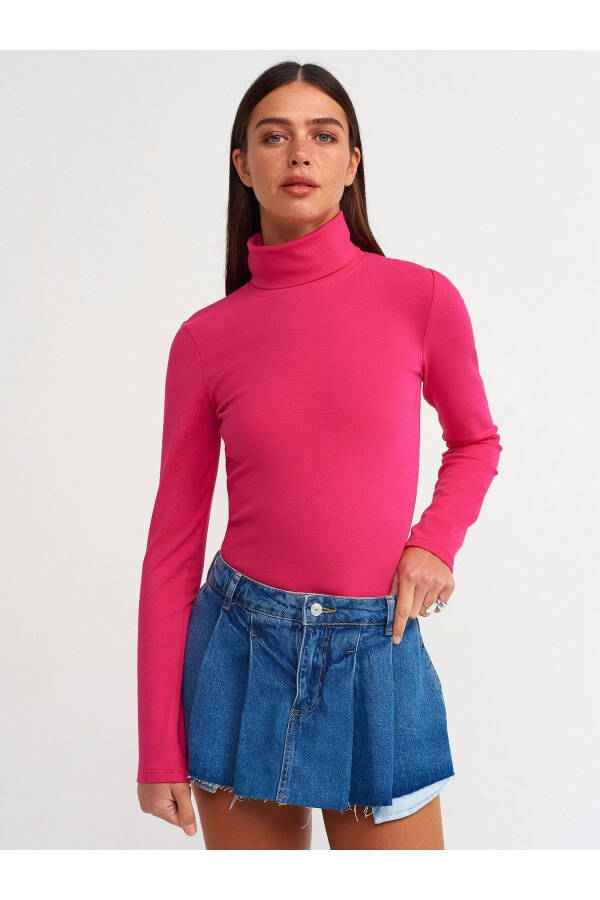 50167 Fisherman Neck Blouse - Fuchsia - 1