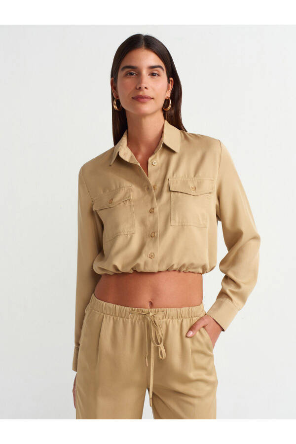 50488 Cargo Pocket Blouse - Camel - 17