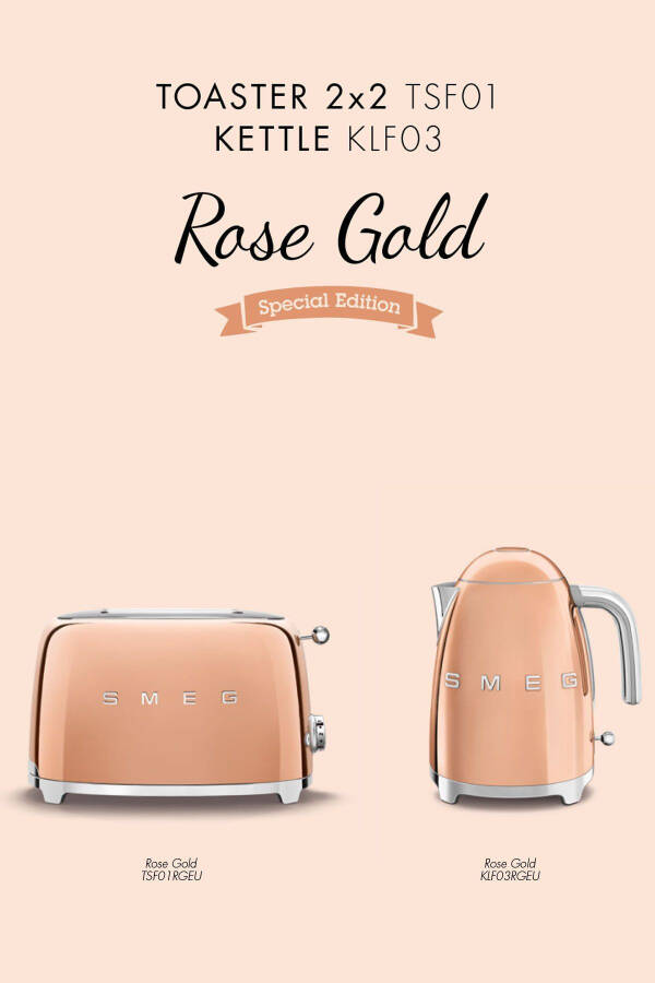 50's Style Special Edition Rose Gold Kettle and 1x2 Toaster Set - 1