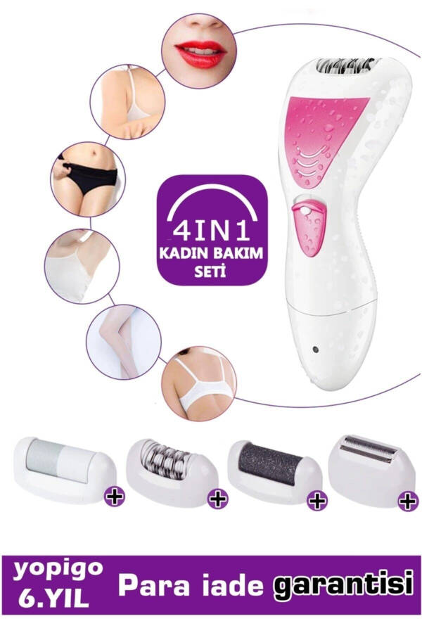 5201-yg Pro Model 4 in 1 Waterproof Epilator Device Hair Removal Machine Heel Rasp - 1