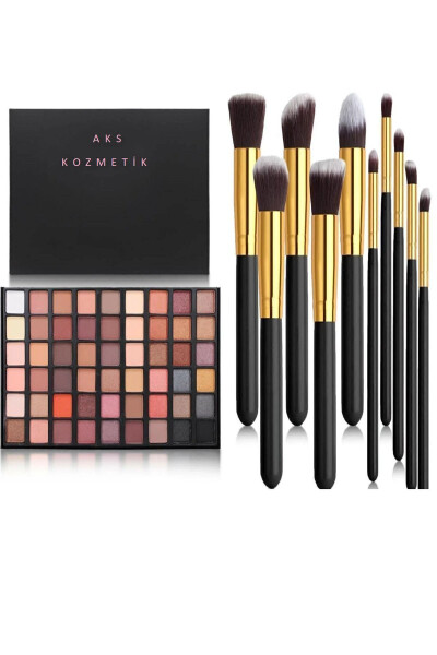 54 Color Eyeshadow Palette + 10 Piece Brush Set - 7