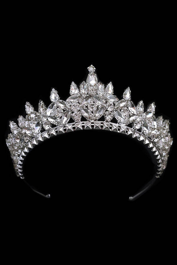 5.5cm High Princess Model Wedding Crown with Crystal Stones - 1