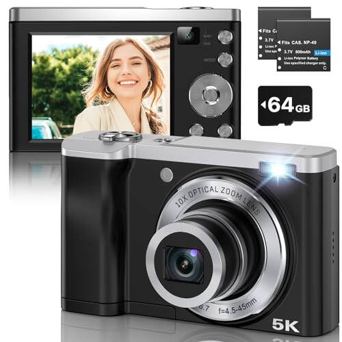 56MP 5K Digital Camera 10X Optical Zoom, Front and Rear Dual Cameras with 2.8