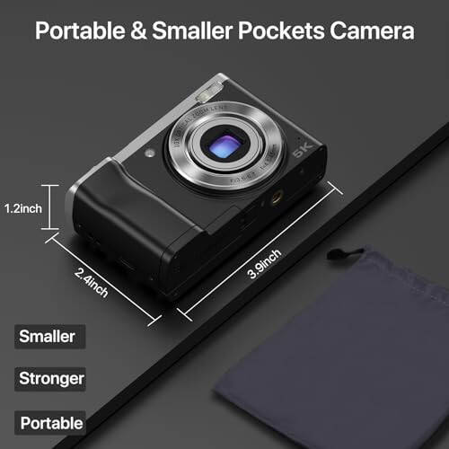 56MP 5K Digital Camera 10X Optical Zoom, Front and Rear Dual Cameras with 2.8