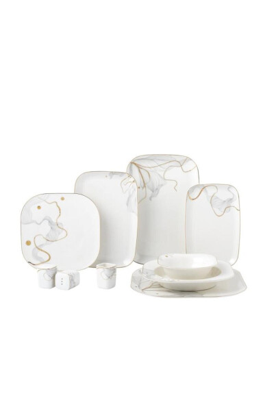 58 Pieces A8051 Eva Collection Square Dinnerware Set - 1