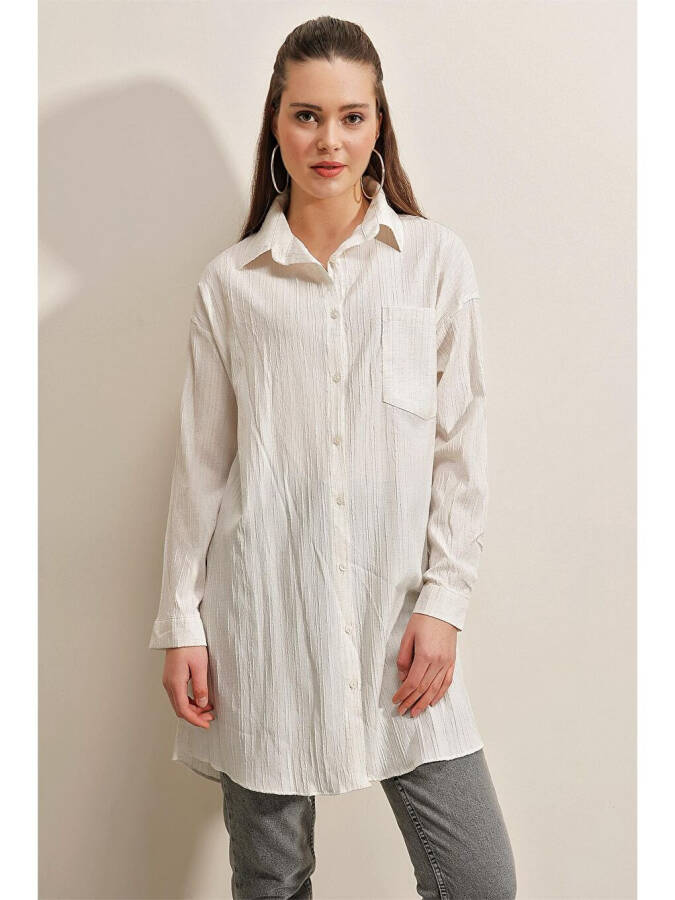 5884 Woven Long Shirt - White - 6