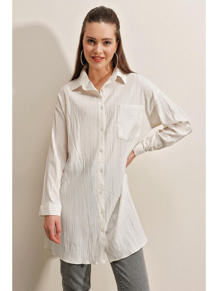 5884 Woven Long Shirt - White - 7