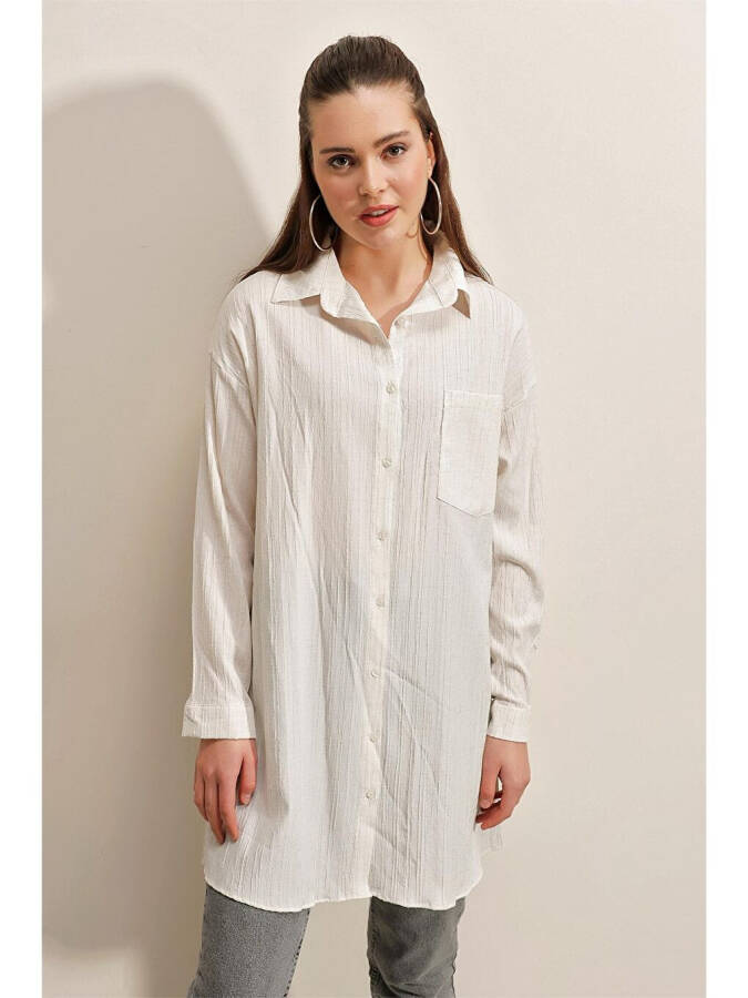 5884 Woven Long Shirt - White - 8