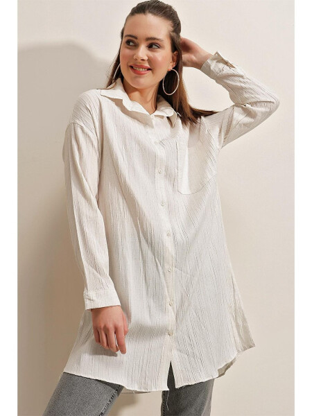 5884 Woven Long Shirt - White - 9