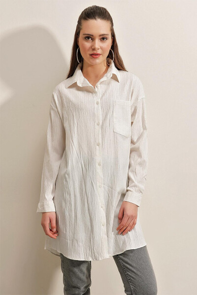 5884 Woven Long Shirt - White - 11