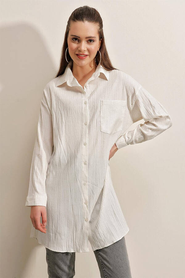 5884 Woven Long Shirt - White - 12