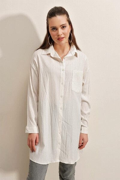 5884 Woven Long Shirt - White - 13