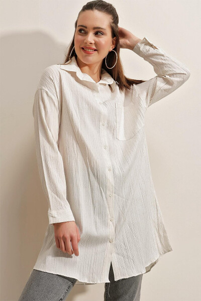 5884 Woven Long Shirt - White - 14