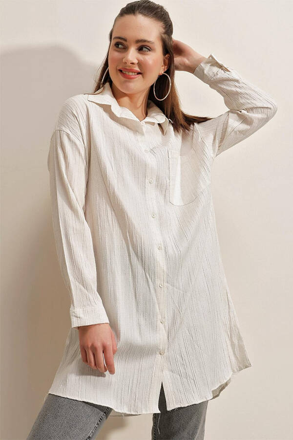 5884 Woven Long Shirt - White - 14