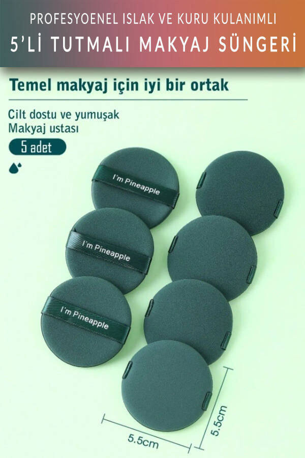 5'li Tutmalı Makyaj Pudra Süngeri - 4