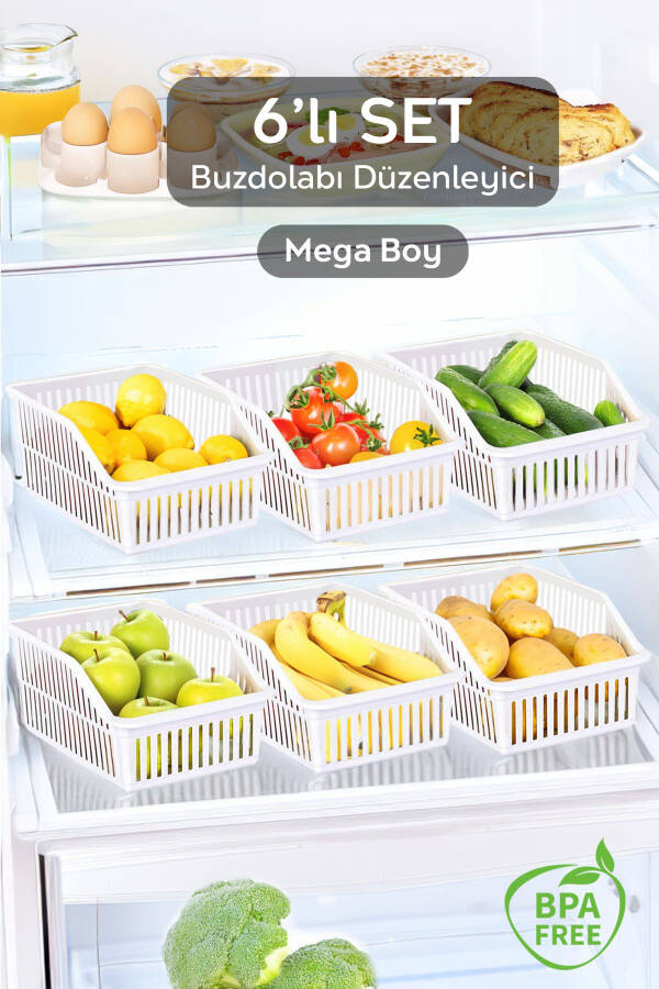 6 Adet Mega Boy Buzdolabı, Dolap Içi Düzenleyici Organizer, Büyük Boy Buzdolabı Düzenleyici - 4