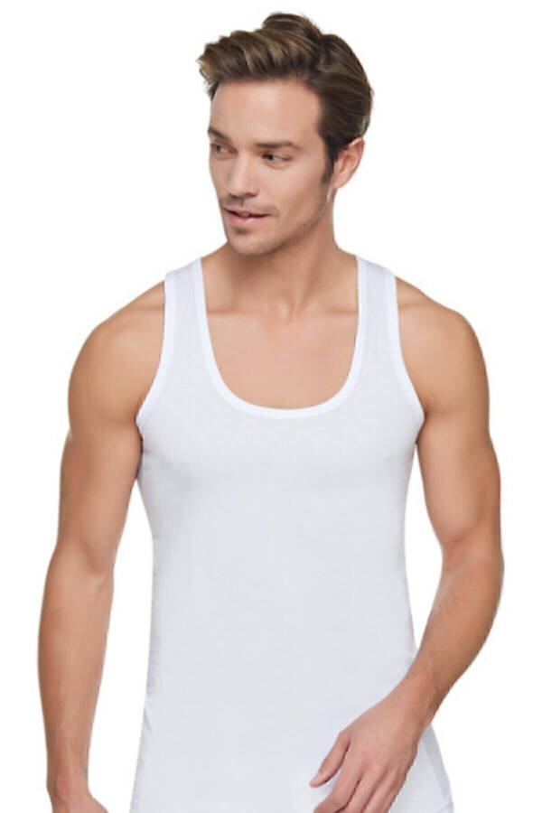 6 dona 100% paxta erkaklar oq-oq rangli tank top maxsus narxda - 2