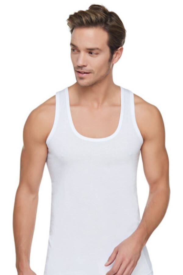 6 dona 100% paxta erkaklar oq-oq rangli tank top maxsus narxda - 1