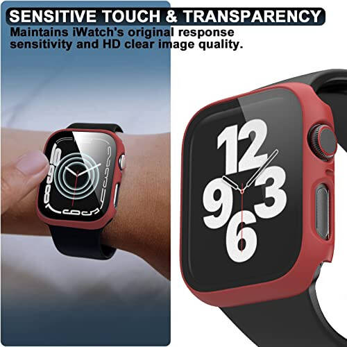 6 dona qattiq PC korpus + 44 mm Apple Watch SE (2-chi avlod) 6/SE/5/4 seriyasi uchun temperlangan shisha ekran himoyachisi, Rontion ultra yupqa tirnalishga chidamli to'liq himoya qiluvchi bamper qopqog'i iWatch 44 mm aksessuarlari uchun - 4