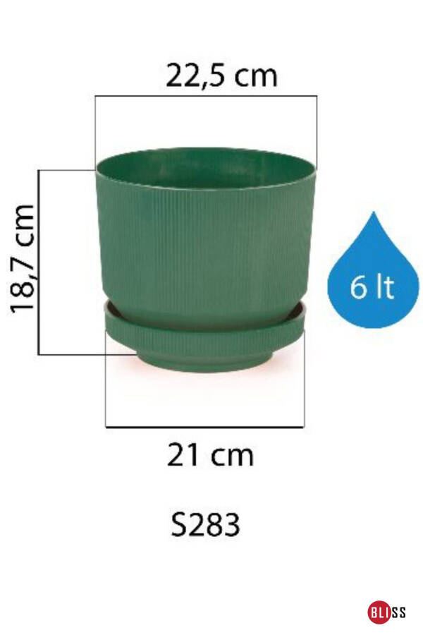 6 Liter Green Decorative Luxury Pot Indoor Outdoor with Plate Plastic Flower Pot - 2