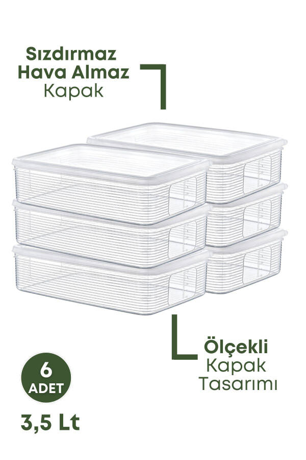 6 Pack 3.5 Liter Refrigerator Organizer Storage Containers - Freezer and Microwave Safe - 2