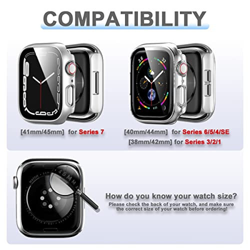 6 Pack Hard PC Case with Tempered Glass Screen Protector 44mm for Apple Watch SE(2nd) Series 6/SE/5/4, Rontion Ultra-Thin Scratch Resistant Full Protective Bumper Cover for iWatch 44mm Accessories - 2